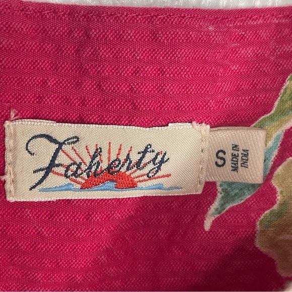 Faherty Marina Seersucker Pink Top in Orchid Blossom Babydoll Boho Oversized S - Picture 9 of 11